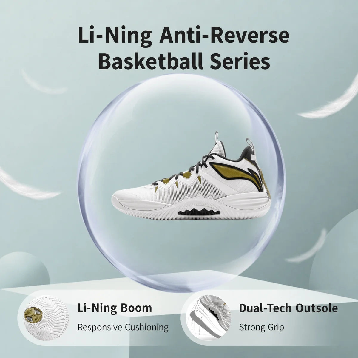 Li-Ning Men's BADFIVE STORM 2025 Outdoor Basketball Shoes BOOM Cushioning TUFF OS Wearable LiNing Sports Sneakers ABFV017
