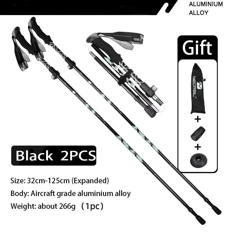 Ultralight Telescopic Trekking Poles Hiking Sticks Nordic Walking Trail 5 Section Collapsible Portable Outdoor Alpenstock