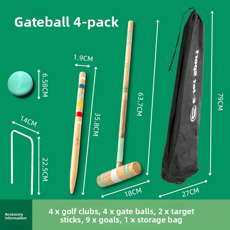 Outdoor Gateball Set Corrosion Resistant Gateball Beech Pole Waterproof Wooden Gateballs Sets Professional Sports Equipments