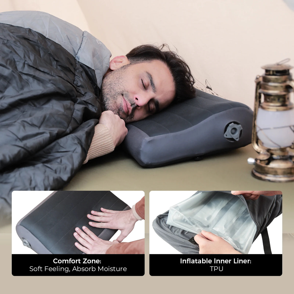 FLEXTAIL ZERO PILLOW SE - Inflatable Camping Pillow, Ergonomic Pillow for Travel and Home, Lightweight and Washable