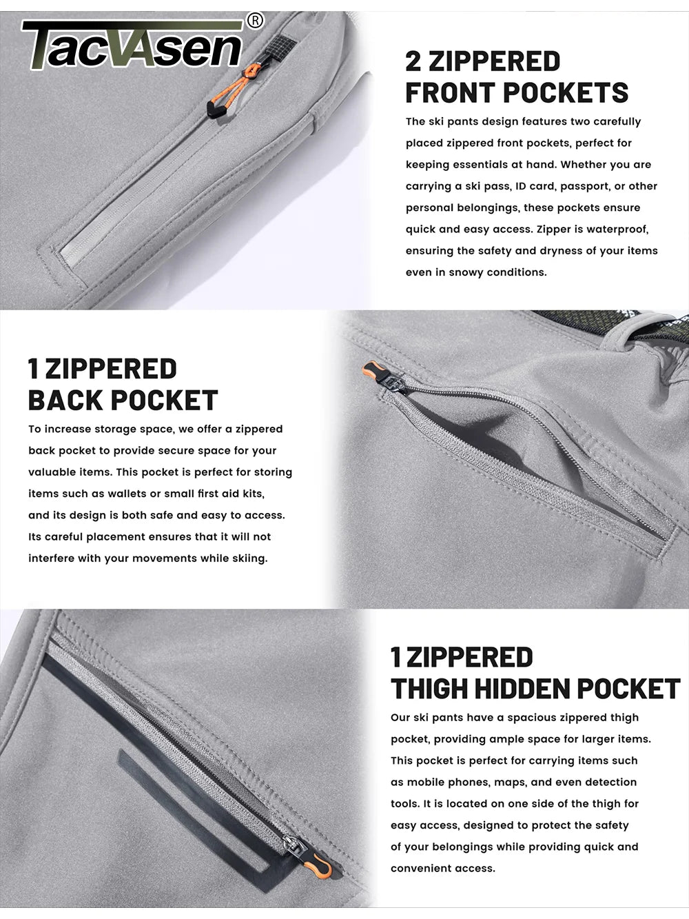 TACVASEN Winter Thicken Fleece Hiking Pants Men Warm Thermal Pants Windproof Outdoor Fishing Camping Mountain Ski Pants Trousers