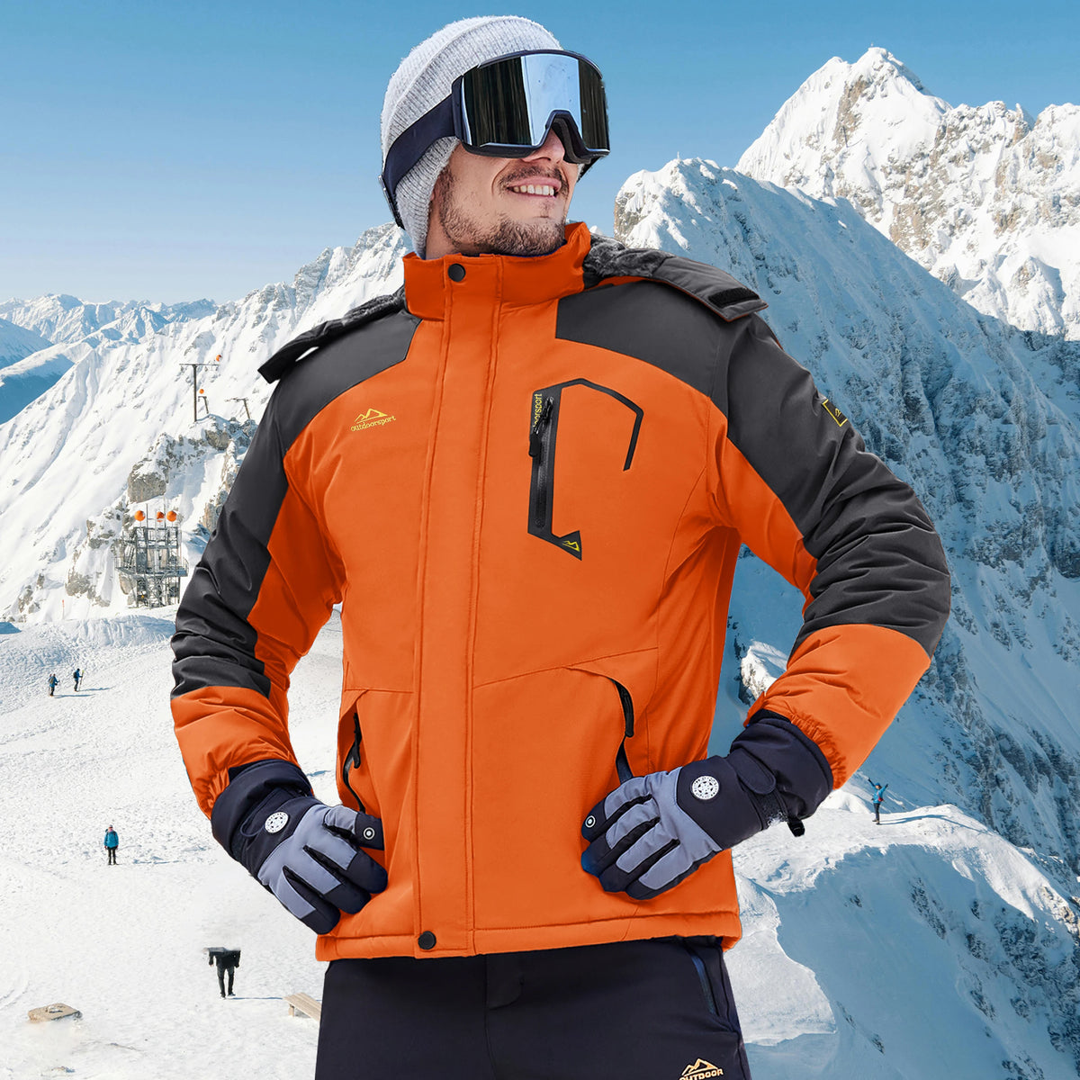 TACVASEN Men's Waterproof Fleece Lined Winter Jacket Windproof Multi-Pockets Warm Outdoor Coat Thermal Parka Raincoat with Hood