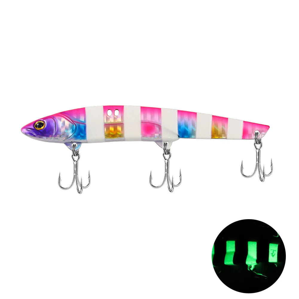 JIGGING PRO  Metal VIB Fishing Lure 107mm 36g Long Cast Three Hooks Spinner Spoon Sea Fishing Hard Baits For Bass Metal Jigging