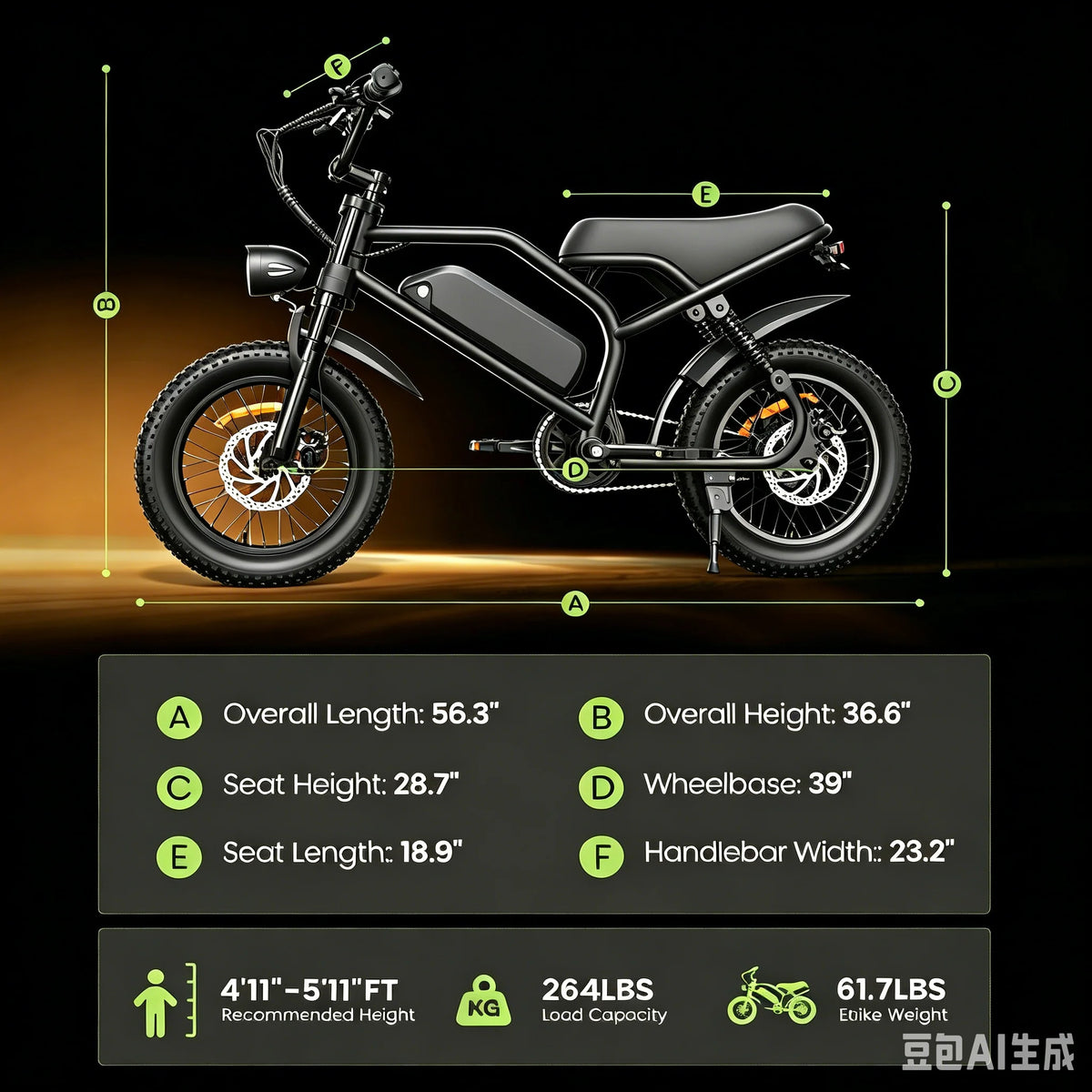Spacewalk  16" Electric Bike for Adults/Teens, Peak 1500W & 65 Miles Long Range, 48V 15.6Ah Battery, Up to 28Mph, Full Suspension Fat Tire All-Terrain EBike on Mountains,Snow,Sand
