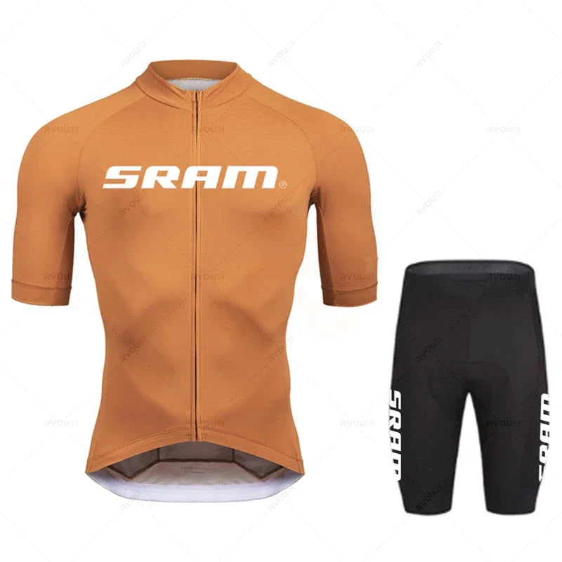 2024 Sram Pro Cycling Jersey Sets Men Bib Shorts Bicycle Short Sleeve Bicicleta Clothing Bike Maillot Ciclismo Hombre Black Sets
