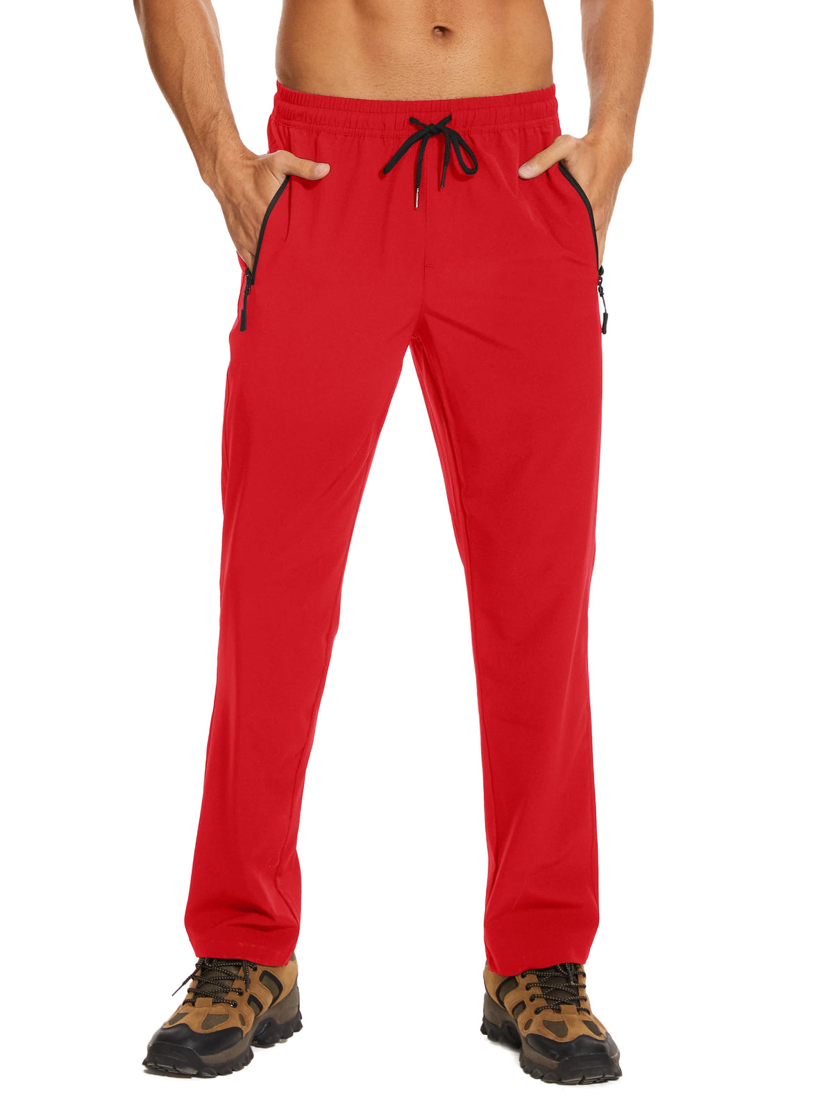TACVASEN Summer Quick Dry Pants Mens Zip Pockets Elastic Waist Pants Hiking Jogging Running Pants Fashion Gym Fitness Trouser