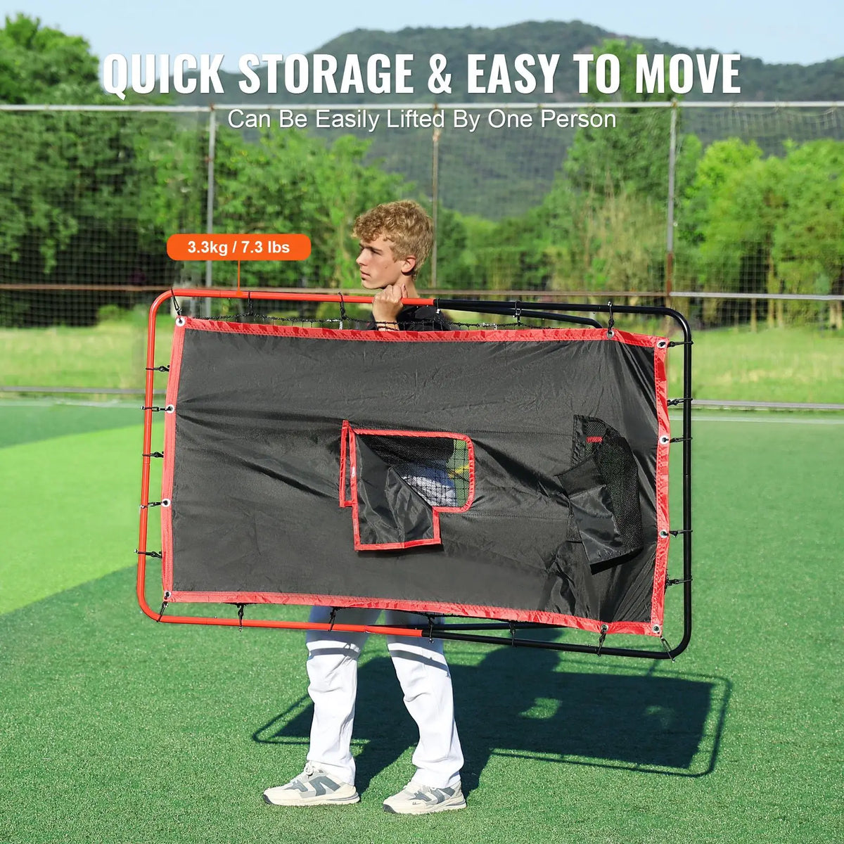 Baseball And Softball Rebounder Net, 3.5 x 4.5 ft 2-in-1 Switch Hitter Pitch Trainer, PitchBack Baseball Pitching Return Trainer Nest, Bounce Back Net for Fielding/Throwing Practice
