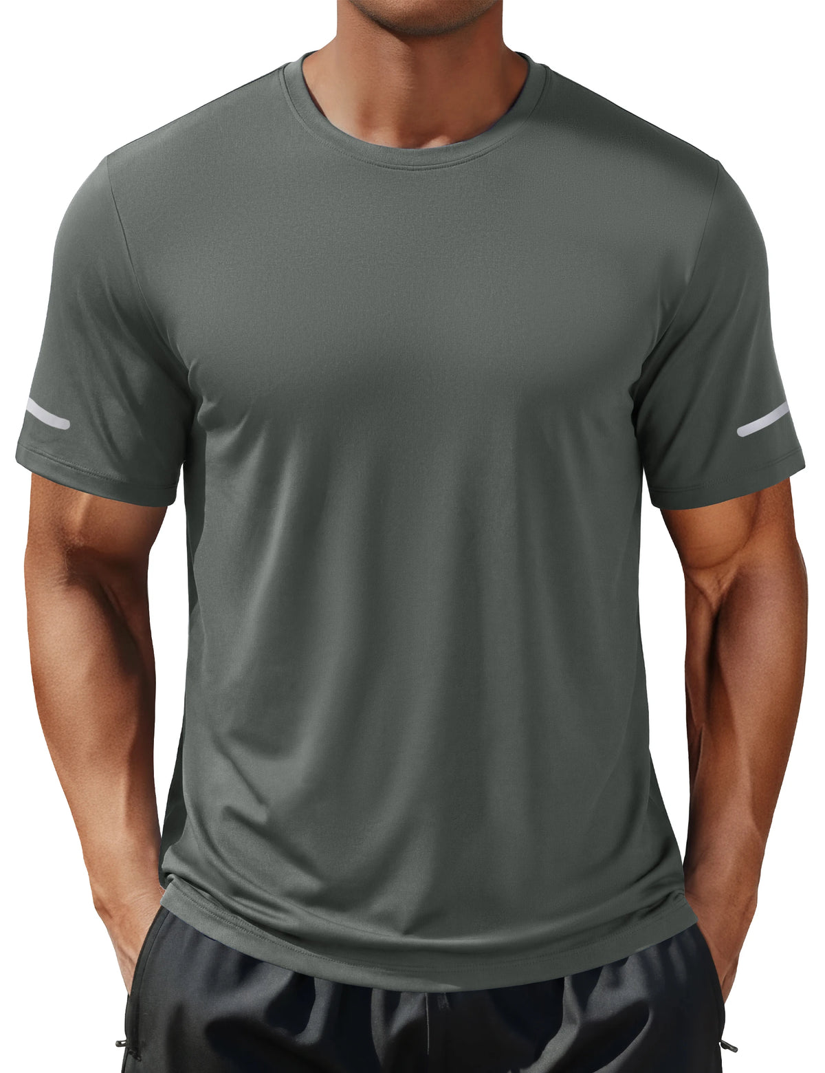 TACVASEN Wokrout Shirts Dry Fit Mens UPF 50+ Sun Protection T-Shirt Reflective Moisture Wicking Gym Shirts Casual Running Tops