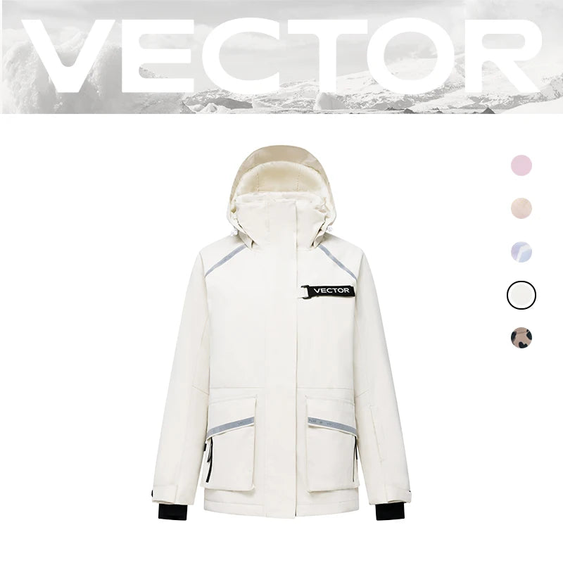 VECTOR Brand Men Women Ski Jacket Winter Warm Windproof Waterproof Ski Suit Outdoor Sports Snowboard Coat Splicing Double Plate