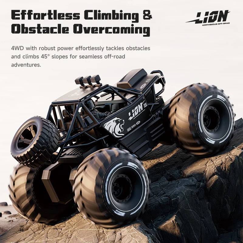 Amphibious 4WD RC Crawler 50Min Run Time IPX7 Waterproof APP and Gesture Control Off Road Drift HD Camera For All Terrain Advent