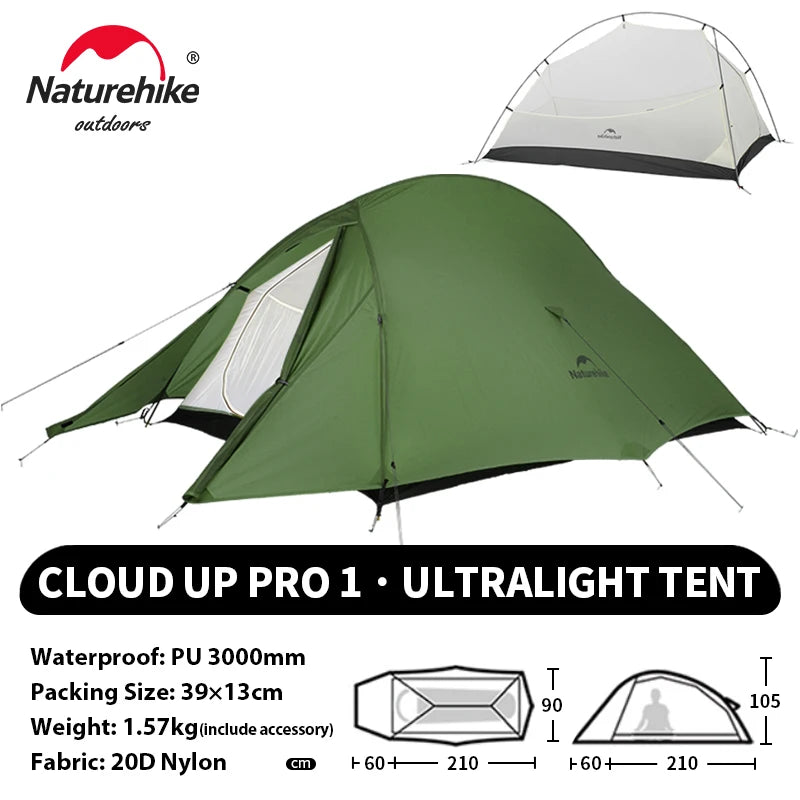 Naturehike Cloud Up 1 2 3 Person Camping Tent Ultralight Waterproof Trekking Tents Hiking Backpacking Shelter Tent Travel Tent