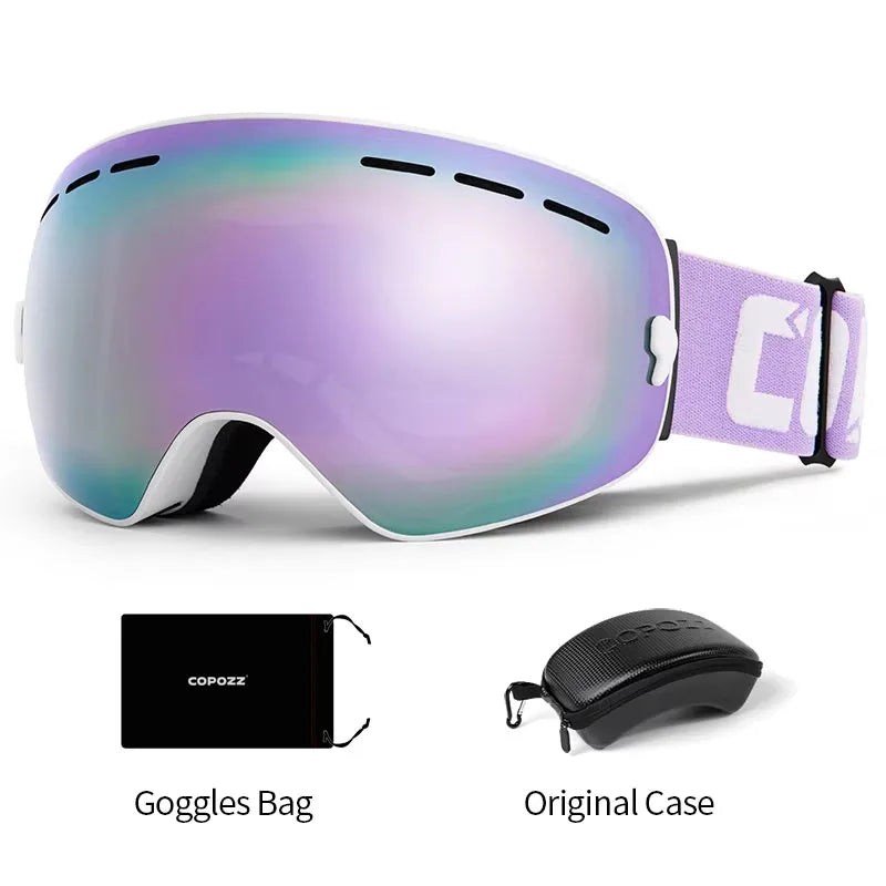 COPOZZ Brand Professional Ski Goggles Double Layers Lens Anti-fog UV400 Big Ski Glasses Skiing Snowboard Men Women Snow Goggles