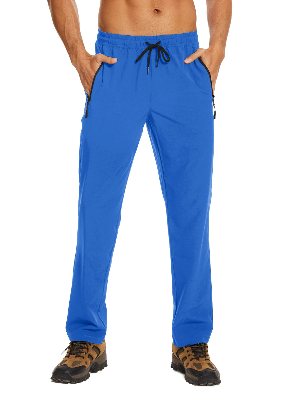 TACVASEN Summer Quick Dry Pants Mens Zip Pockets Elastic Waist Pants Hiking Jogging Running Pants Fashion Gym Fitness Trouser