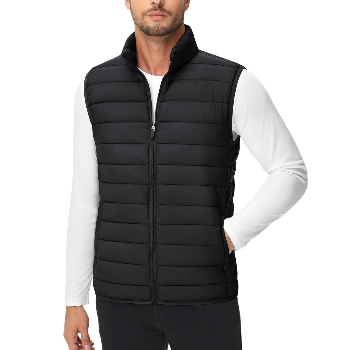 TACVASEN Lightweight Puffer Vest Mens Windproof Vest Sleeveless Vest Winter Jacket Casual Coat Warm Thicken Waistcoat Streetwear