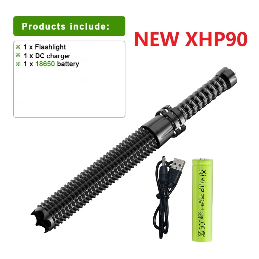 2025 NEW XHP90 Baseball Bat LED Flashlight Telescopic Zoom Self Defense  Baseball Flashlight Mace Torch Tactical Baton Emergency