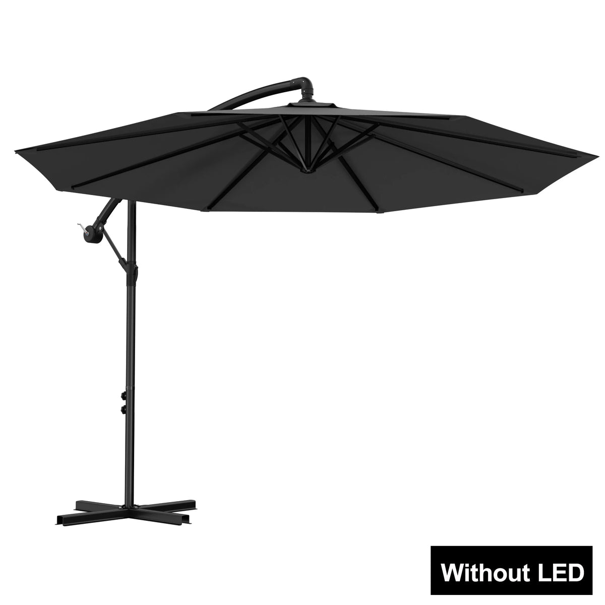 Ø300cm/Ø350cm Cantilever Parasol with Crank, Garden Parasol with Stable Cross Base, Outdoor Patio Umbrella UV-resistant & Sun Protection, Crank Parasol for Terrace Garden Pool