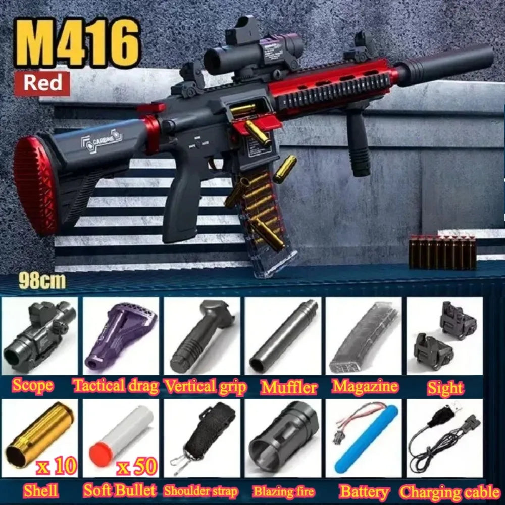 M4A1/M416 Electric Continuous Firing Shell Throwing Soft Bullet Toy Gun Assault Rifle Outdoor Shooting Games
