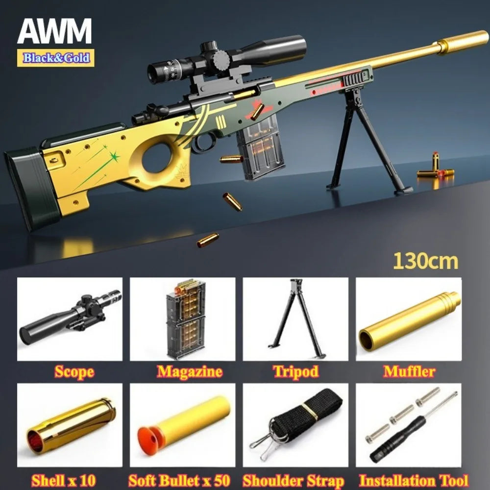 98K Upper Pressure Shell Ejection Soft Bullet Gun Can Fire Sniper Rifle Outdoor Battle Model Toy Manually Loaded