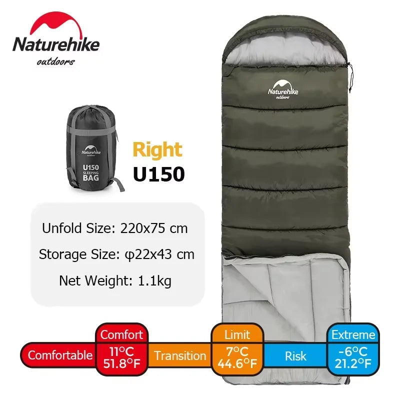 Naturehike Sleeping Bag Ultralight Camping Accsesorios Winter Outdoor Waterproof Envelope Sleeping Bag Hiking Travel U350