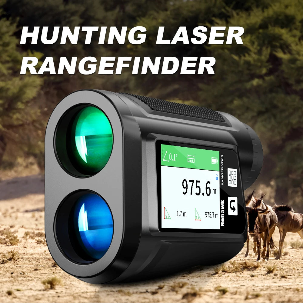 NOHAWK 1500M Laser Rangefinder Voice Broadcast Touchable HD Screen, Distance/Angle/Speed/Scan/Golf Multi Modes for Golf or Hunt