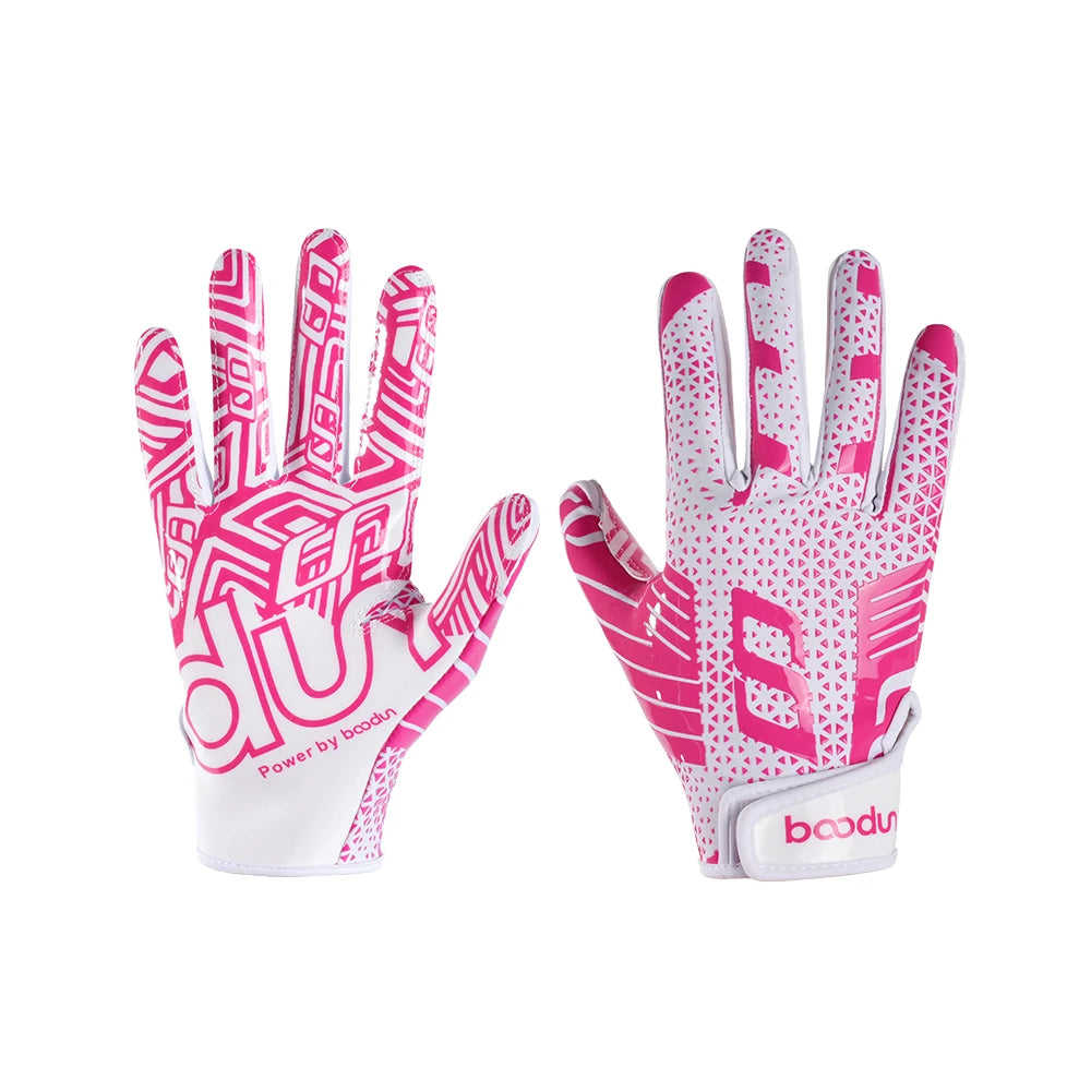 Outdoor Sports American Rugby Gloves Hand Protection, Magic Tape Adhesive Buckle Competition Training Gloves Four Season S252256