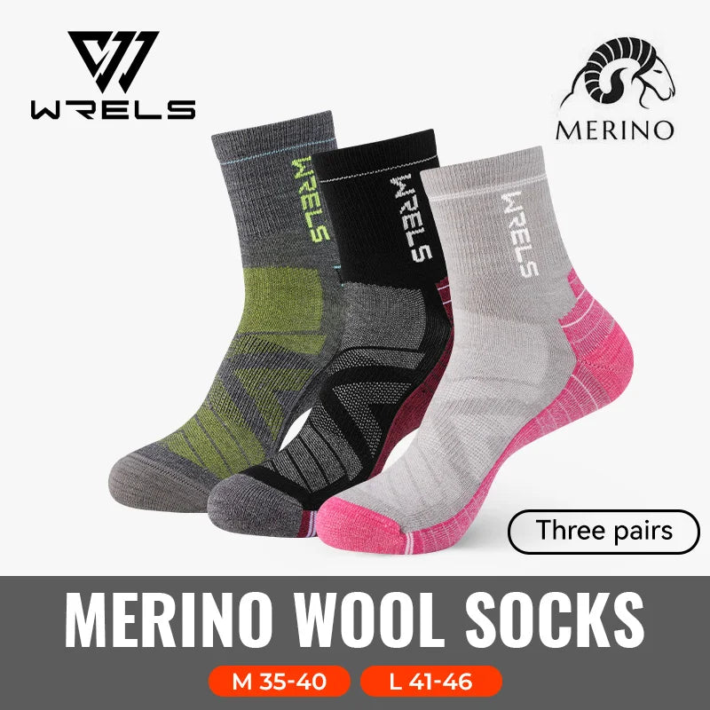 WRELS 1/2/3Pairs Merino Wool Socks Thick Hiking Socks Thermal Socks Moisture Wicking Running Hiking Anti-slip Winter Wool Socks