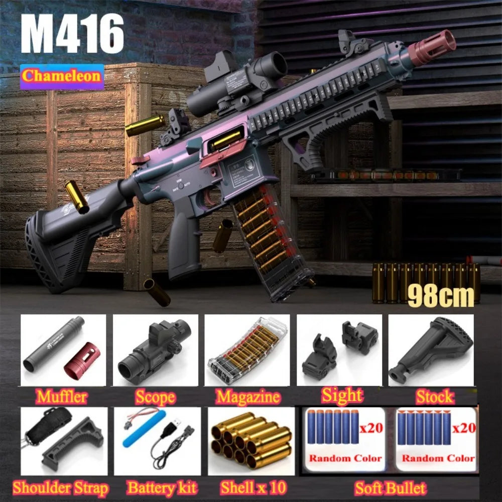 M4A1/M416 Electric Continuous Firing Shell Throwing Soft Bullet Toy Gun Assault Rifle Outdoor Shooting Games