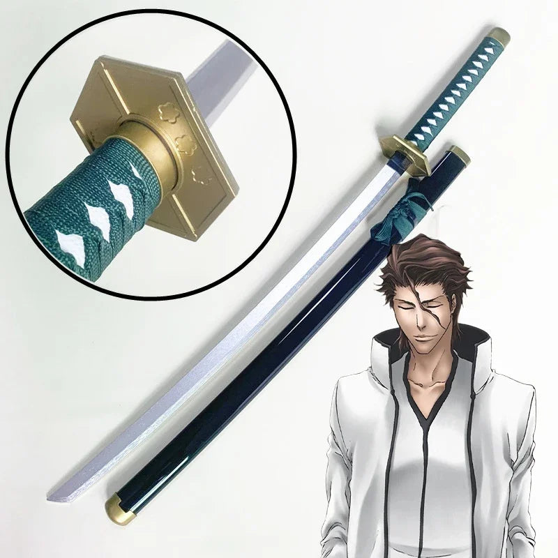 40inch Anime Bleach Katana Wooden Ninja Knife Aizen Ichigo Cosplay Sword Real Size Japanese Katana Original Samurai Sabre Gift