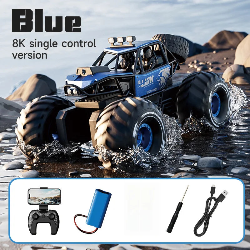Amphibious 4WD RC Crawler 50Min Run Time IPX7 Waterproof APP and Gesture Control Off Road Drift HD Camera For All Terrain Advent