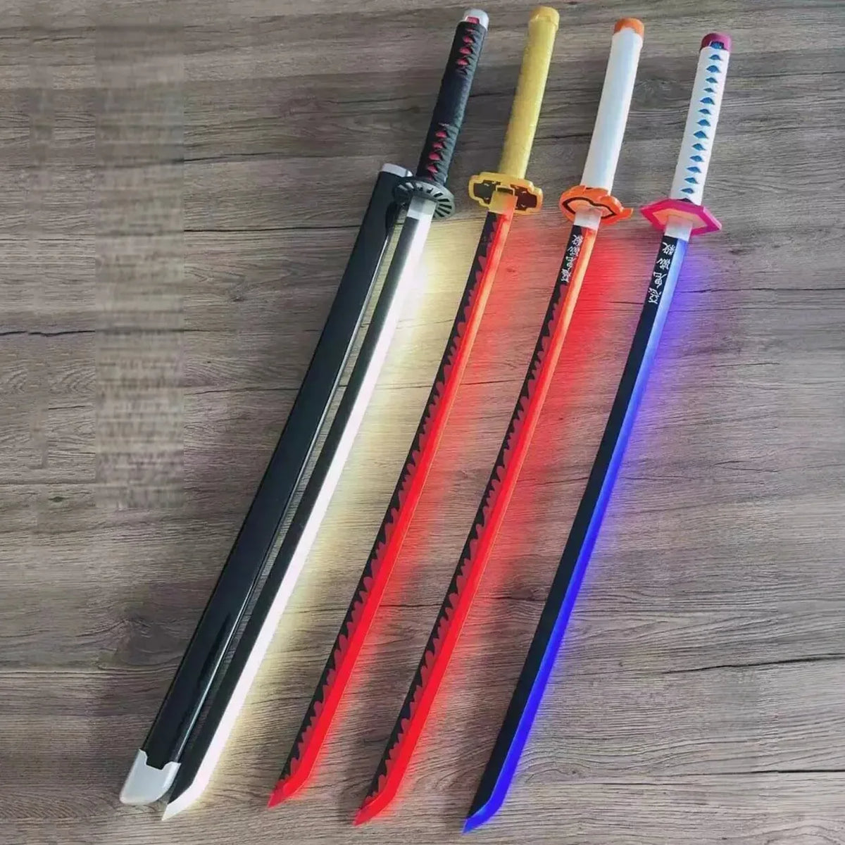 Demon Slayer Glow Katana Set LED Sword Sabre Blade Ninja Knife Safe Unsharpened Decorative Cosplay Display Photo Prop