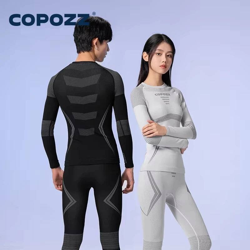 COPOZZ Winter Ski Thermal Underwear Sets Men Women Sweatwicking Breathable Quick Dry Tracksuit Ski Thermo Underwear Long Johns