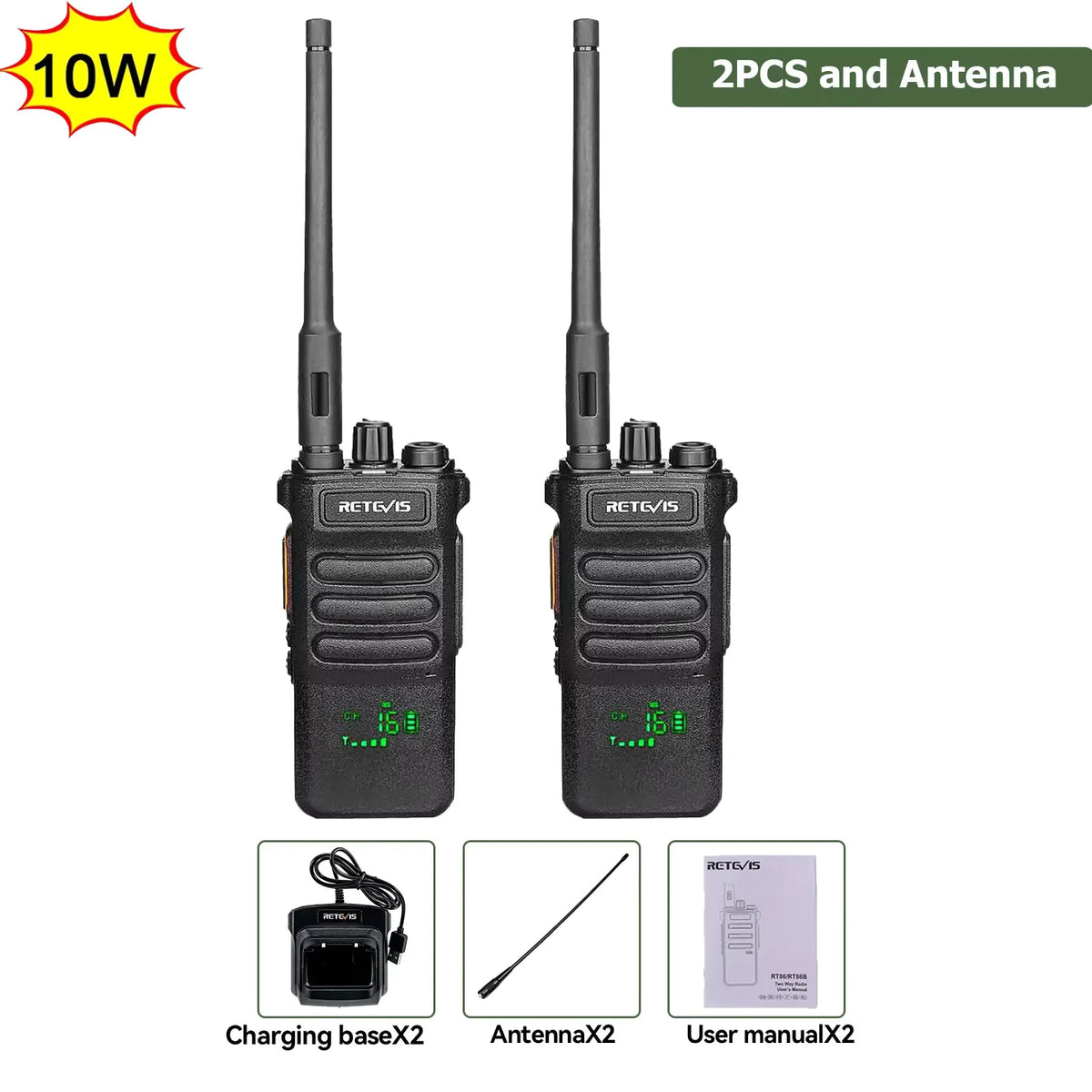Retevis RT86 Walkie Talkie Professional Two Way Radio Long Range Type-C Communication Radio for Outdoor Business Farm