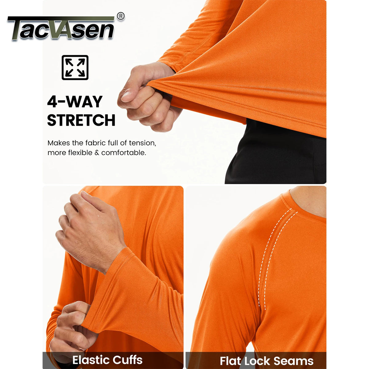 TACVASEN 3 Pcs Men's Long Sleeve Shirts UPF 50+ Sun Protection Dry Fit Shirt Lightweight Workout Athletic T-Shirt Rash Guard Tee