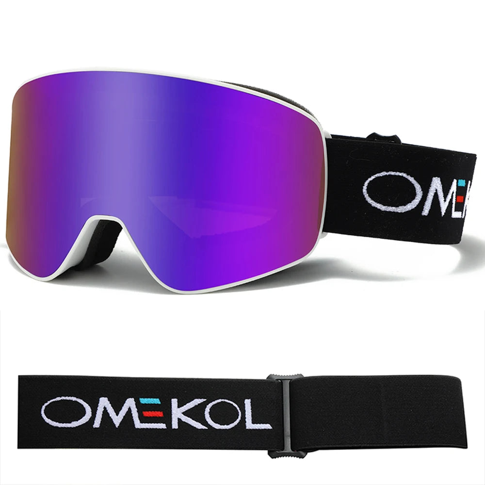 OMEKOL BRAND Double Layers Anti-fog Ski Goggles Men Women Outdoor Sport Hiking Mask Snow Snowboard Glasses Snowmobile Eyewear