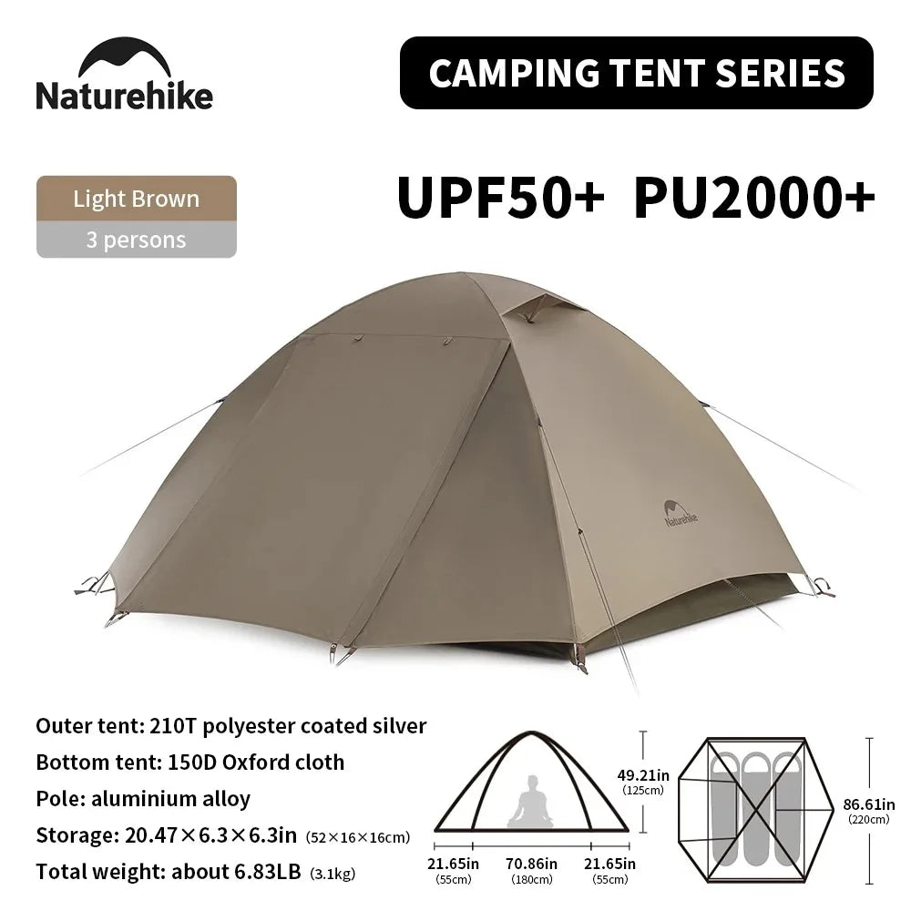 Naturehike Cloud River 2-3 Person Backpacking Tent Waterproof UPF50+ Hiking Trekking Double Layer Camping Tent Sun Shelter