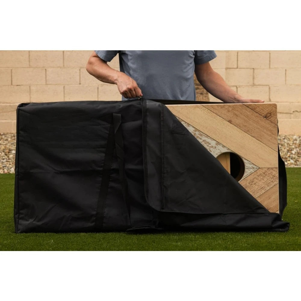 Official Size Cornhole Game Set Wooden Boards 4x2 Feet with 8 Bean Bags Carrying Case Tote Bag for Outdoor Tailgate Yard