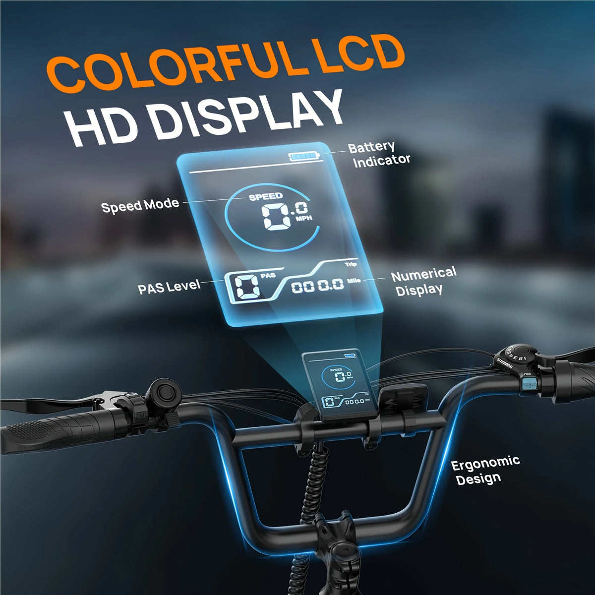 URLIFE 750W E20 Electric Bike | 48V 13Ah Removable Battery, 20MPH, 20''X3" Fat Tire, 7-Speed E-Bike with Dual Disc Brake