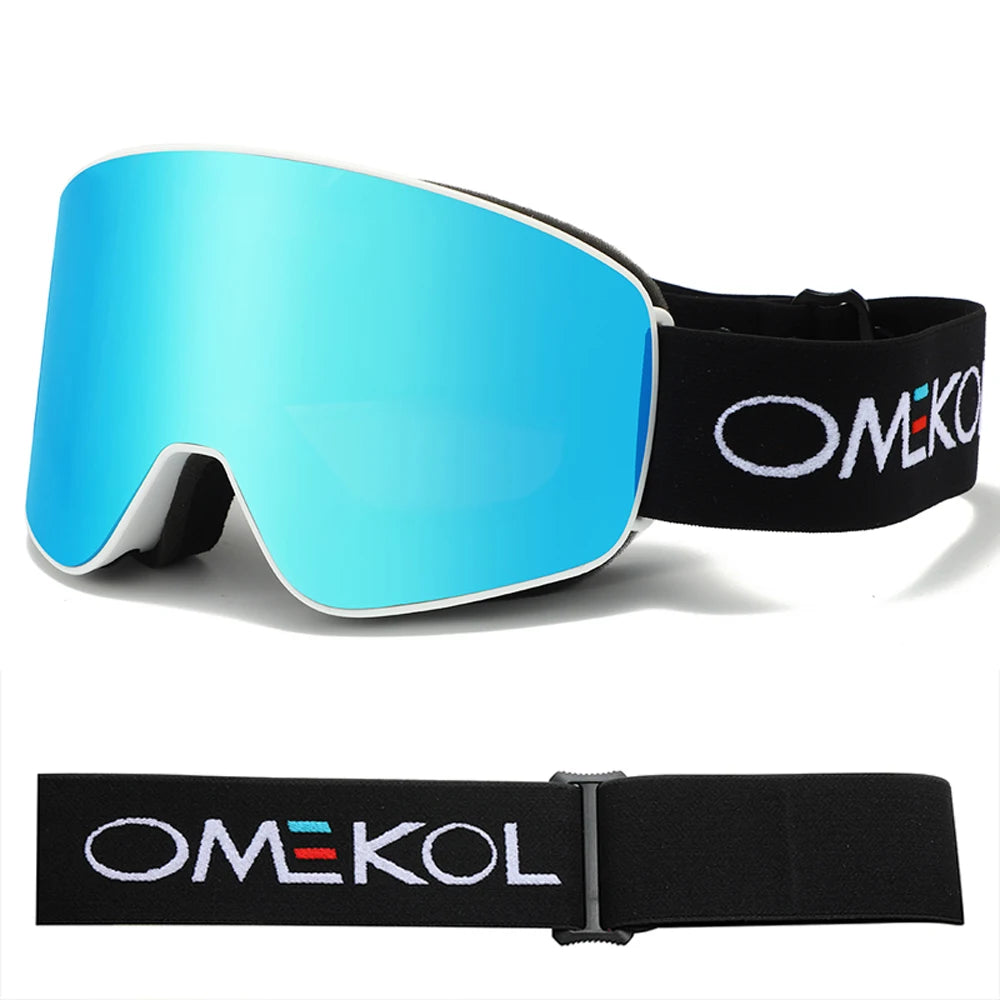 OMEKOL BRAND Double Layers Anti-fog Ski Goggles Men Women Outdoor Sport Hiking Mask Snow Snowboard Glasses Snowmobile Eyewear