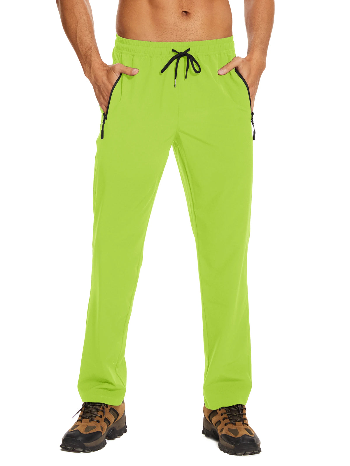 TACVASEN Summer Quick Dry Pants Mens Zip Pockets Elastic Waist Pants Hiking Jogging Running Pants Fashion Gym Fitness Trouser