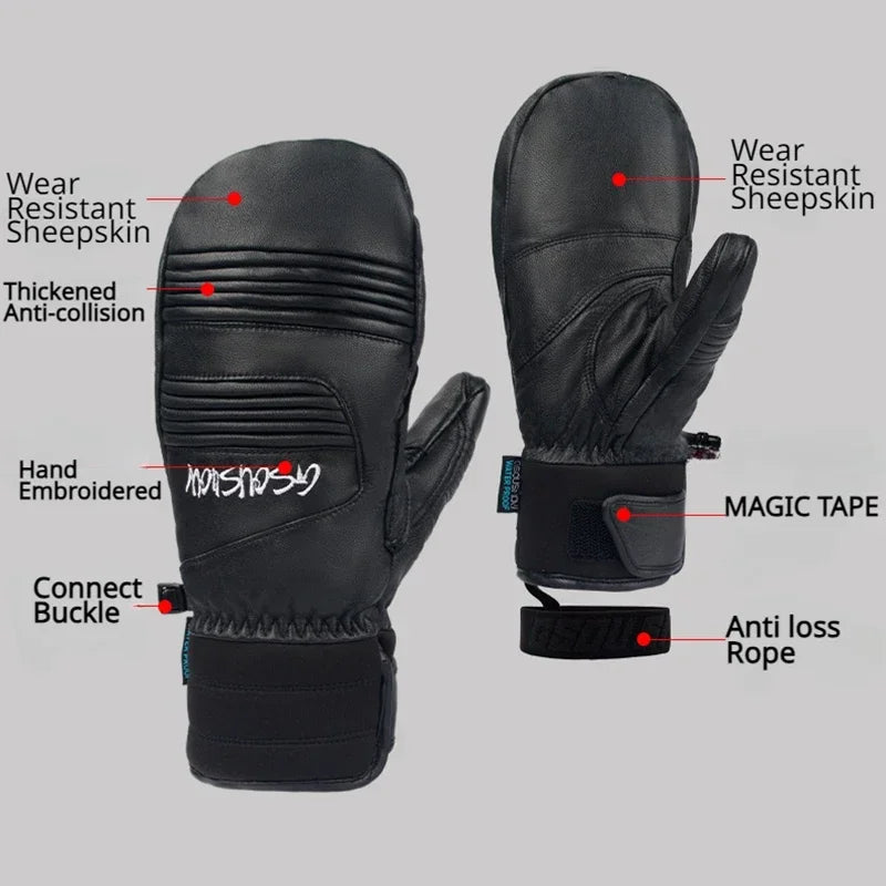 2025 Couple Skiing Gloves Waterproof Windproof Snow Mittens with Cotton Woman Cycling Warm Glove Winter Sport Protective Gear