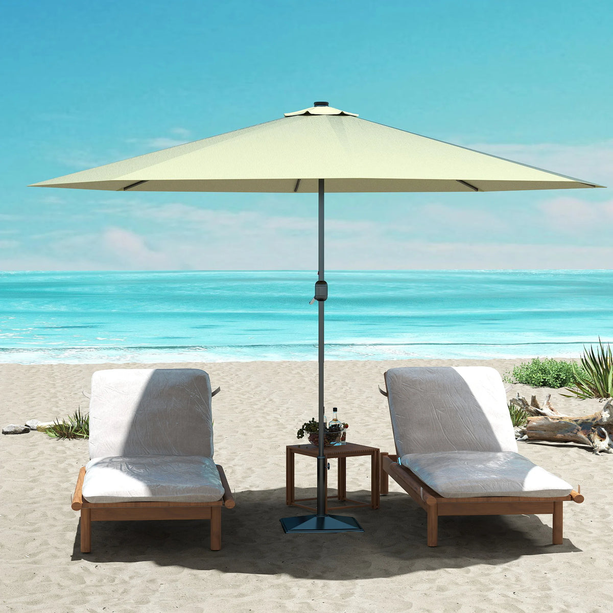 Ø350cm Polyester Parasol, Crank Umbrella Patio Umbrella, Balcony Umbrella UV 50+ Protection, Outdoor Sun Protection for Balcony, Patio & Garden
