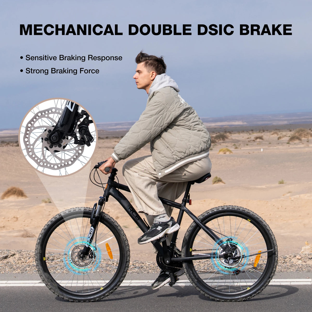 Rcb Gk2 Vtt Mountain Bike Adult 12+ Years Old 26 Inch 21 Speed Aluminum Frame Front Suspension Disc Brake Max Load 150kg 85% Pre-Asse