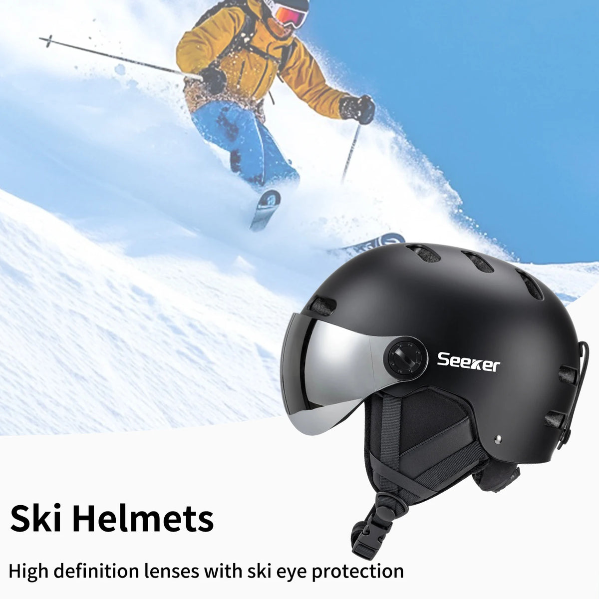 SEEKER upgraded ski helmet men and women super light snowboard skateboard motorcycle snowmobile sun protection goggles ski helme