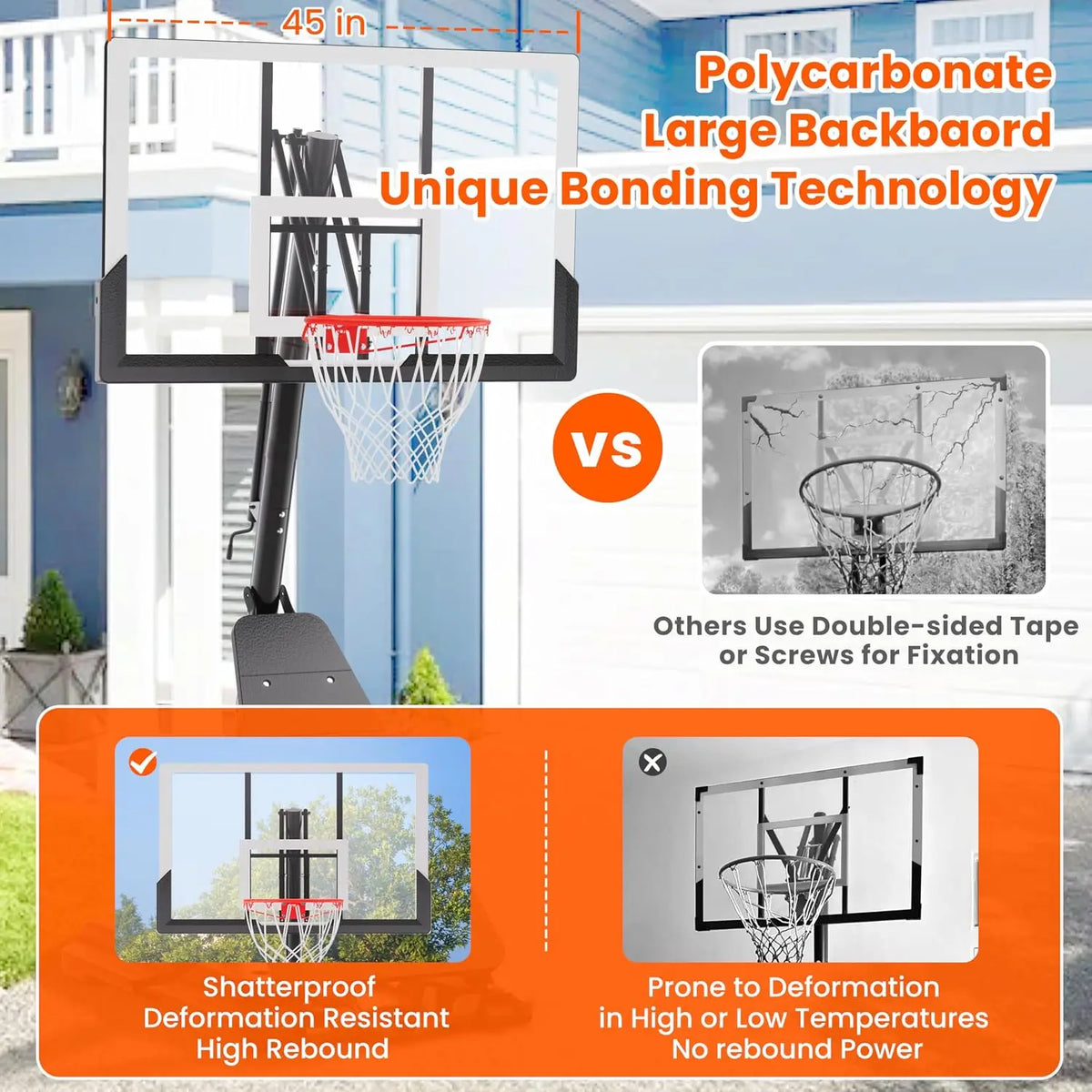 Basketball Hoop Portable Outdoor Adjustable Goal for Kids Teens, Custom