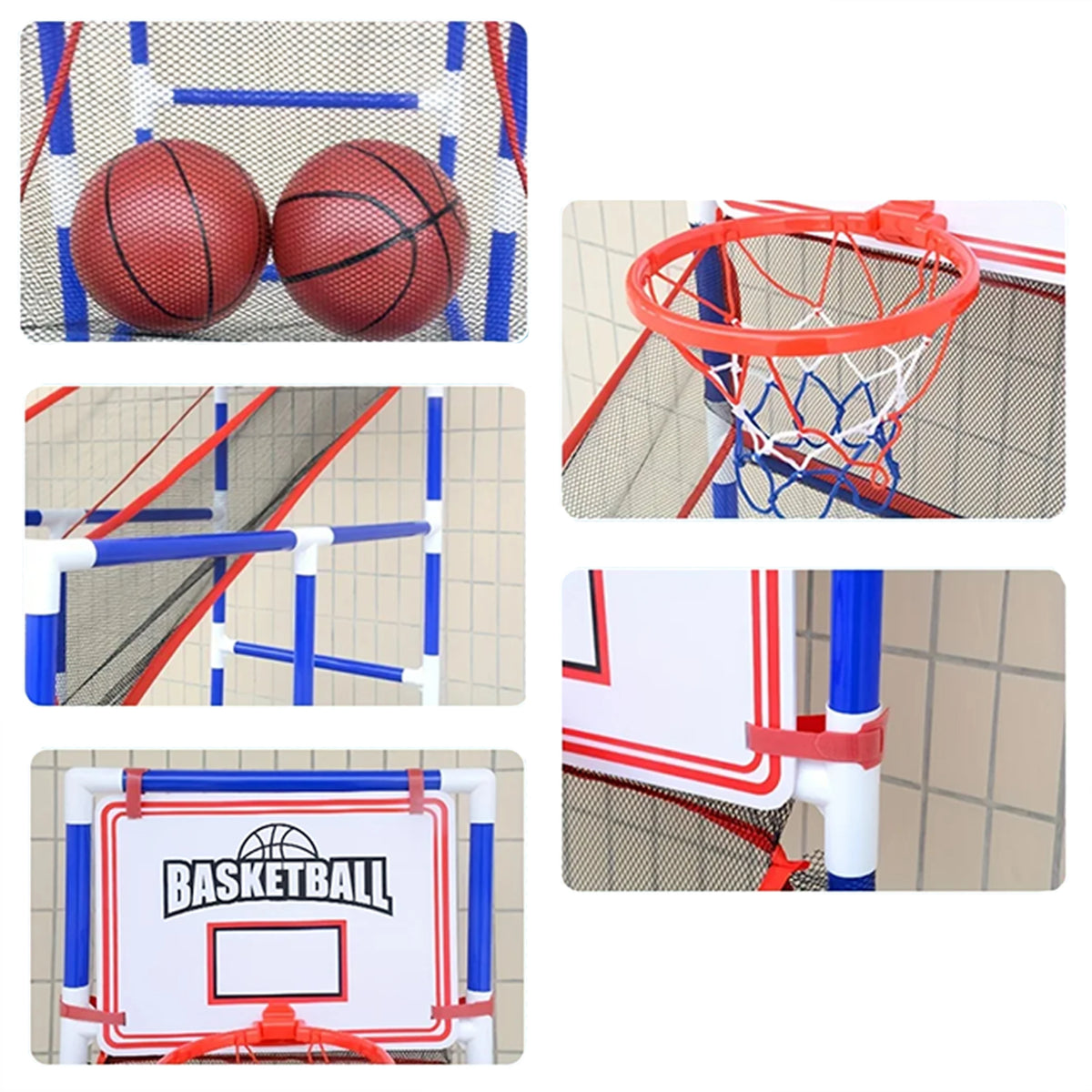 Children’s Large Basketball Shooting Game Machine with 2 Balls Easy Assembly Interactive Indoor Outdoor Sports Toy