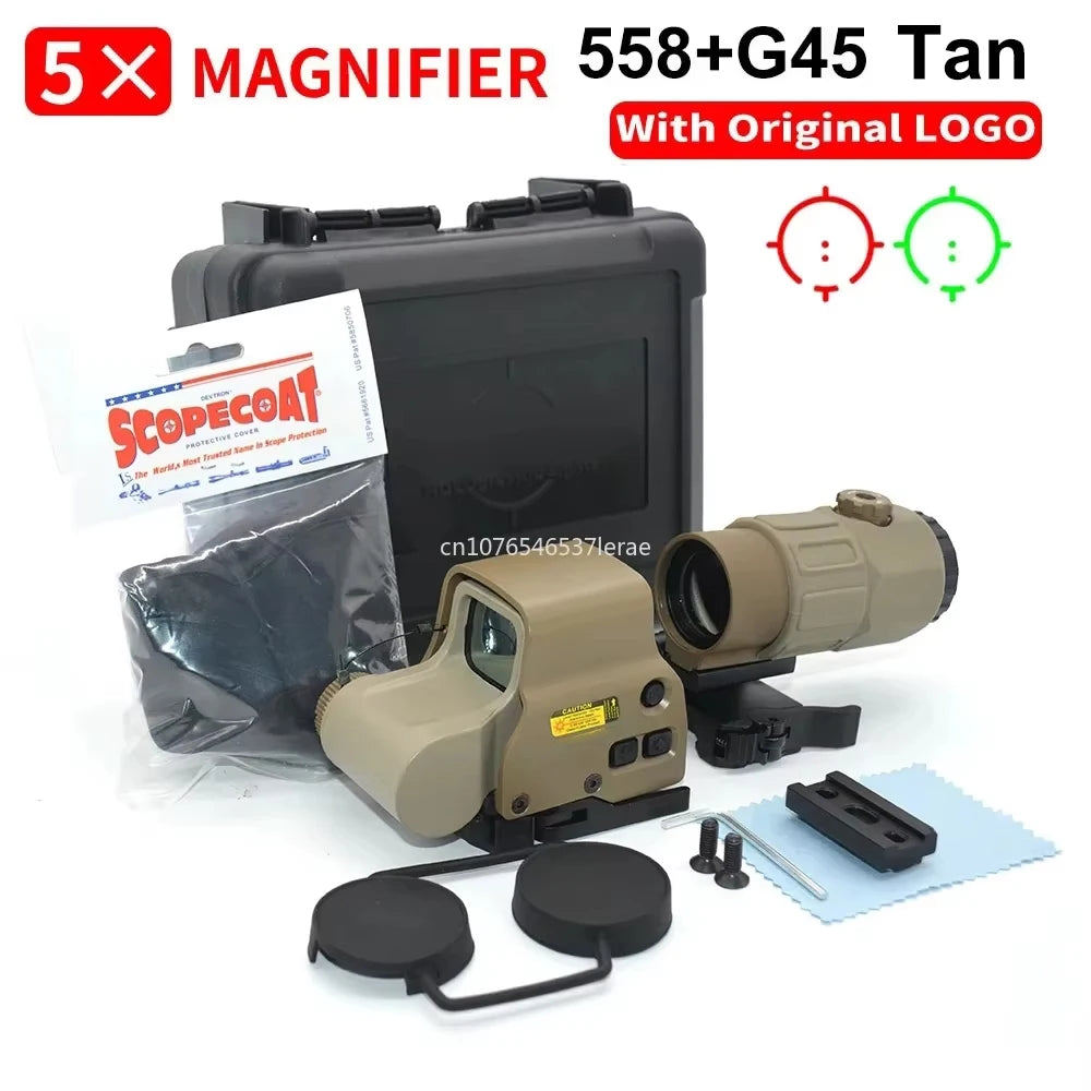 EOTECH 558 Holographic Rifle Scope Collimator Red Dot Sight G43/G33 3X G45 5X Magnifier Riflescope W/20mm Rail Mounts & QD Lever