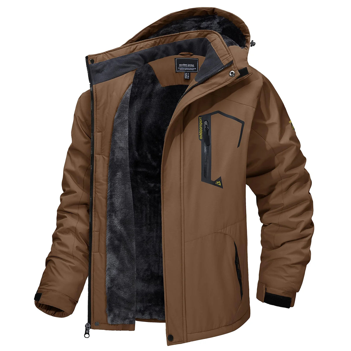 TACVASEN Mens Winter Parka Jackets Waterproof Fleece Lined Warm Ski Coats Outdoor Fishing Padded Jackets With Multiple Pockets