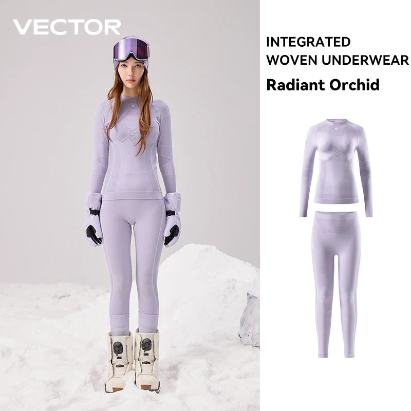 VECTOR Men Women Ski Thermal Underwear Sets Quick Dry Functional Compression Tracksuit Tight Snowboarding Tops and Pants Adult