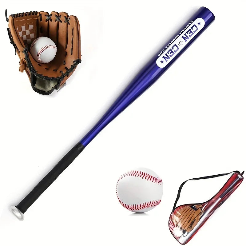 Baseball Balls Set 63cm Aluminum Alloy Baseball Bat PVC Glove Baseball Kit for Beginners Batting Practice Softballs Training