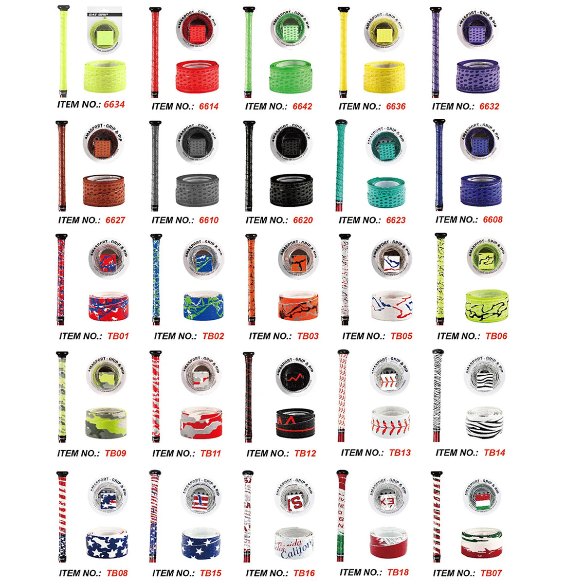 AMASPORT 5/10/20pcs Bat Grip Tapes Baseball Anti-slip Sweatband for Softball Baseball Sports Accessories